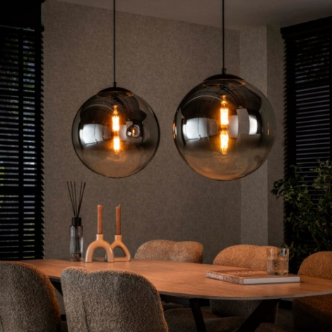 Hanglamp smoke glas 2 lampen Lotta XL zwart - sfeerfoto