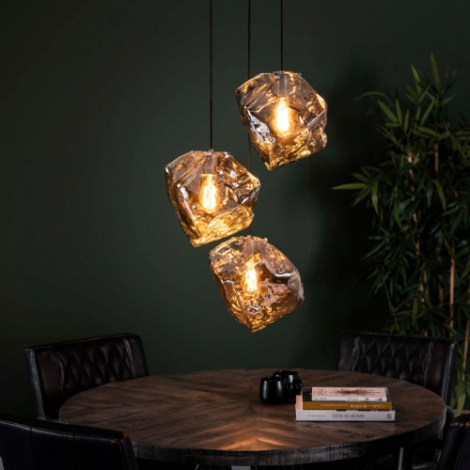 Hanglamp vide glas chroom met 3 lampen Hanna - sfeerfoto