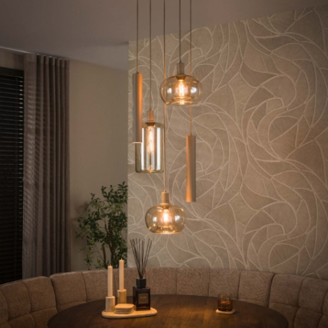 Hanglamp voor vide Nika beige met 5 lampen - sfeerfoto