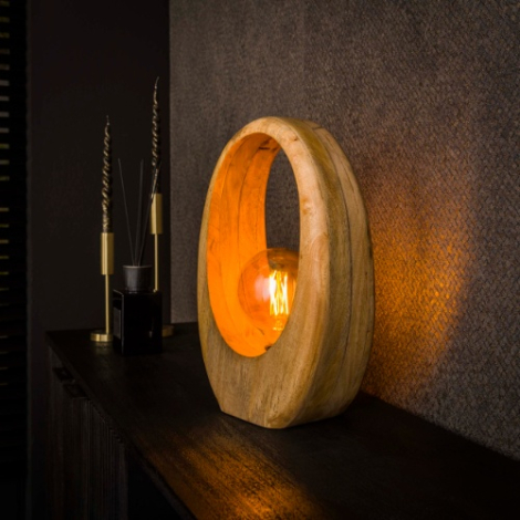 Houten tafellamp mangohout Aska naturel 43 cm - sfeerfoto