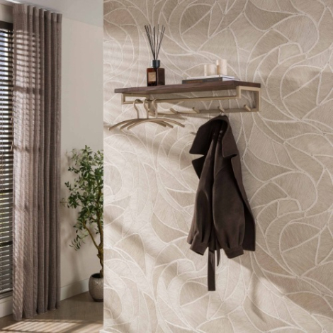 Kapstok met roede en hoedenplank Liam 5 haken beige - sfeerfoto