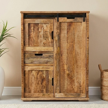 Mangohouten kast met schuifdeur