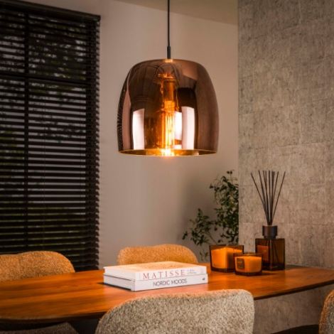 Koperen glazen hanglamp Mara 35 cm - sfeerfoto