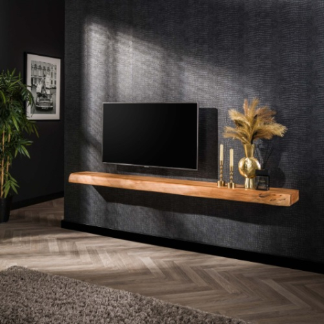 Lange boomstam wandplank 200 cm Ravi acaciahout - sfeerfoto