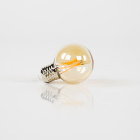 LED filamentlamp bol 6 cm E27 amber dimbaar - vooraanzicht