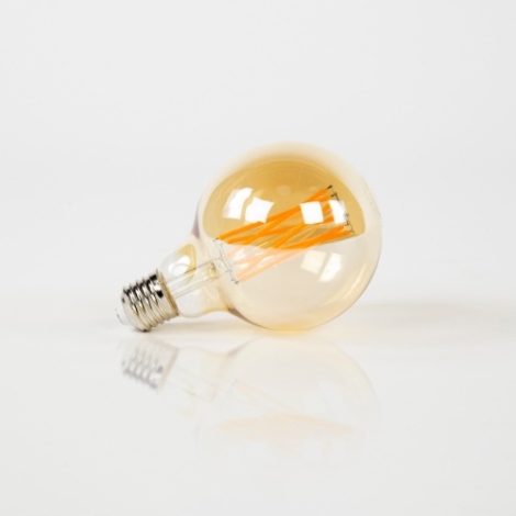LED filamentlamp bol 9,5 cm E27 amber dimbaar - vooraanzicht