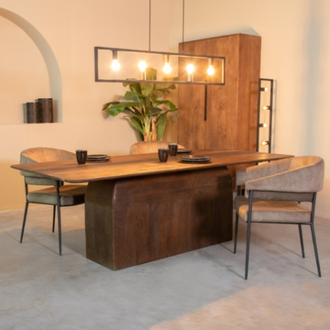 Rechthoekige eettafel Arthur mangohout 200 cm donkerbruin