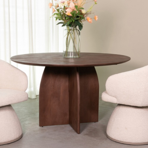 Ronde eettafel Mette mangohout 130 cm donkerbruin