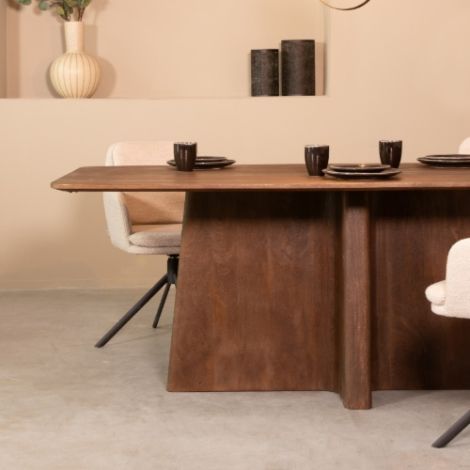Rechthoekige eettafel Steven mangohout 200 cm donkerbruin