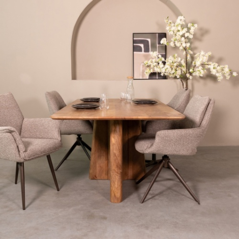 Rechthoekige eettafel Steven mangohout 200 cm naturel