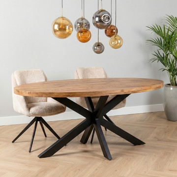 Eettafel mangohout ovaal 160 cm.