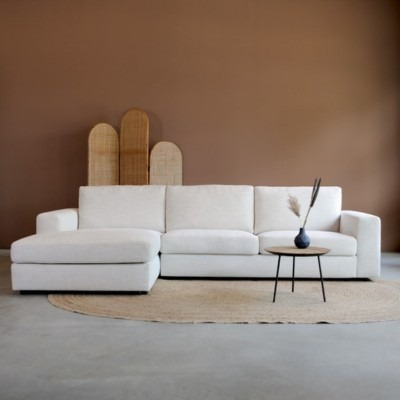 Moderne hoekbank met witte stof