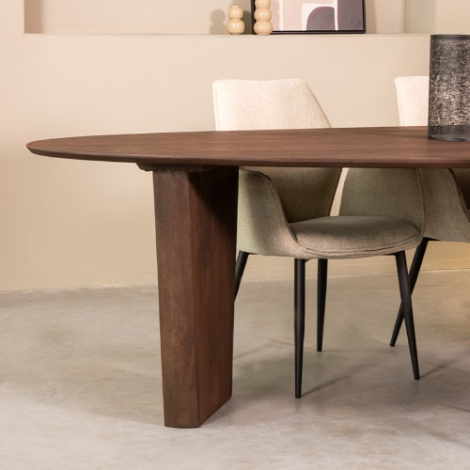 Organische eettafel Wouter mangohout 300 cm donkerbruin