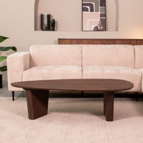 Organische salontafel Wouter mangohout 135 cm donkerbruin
