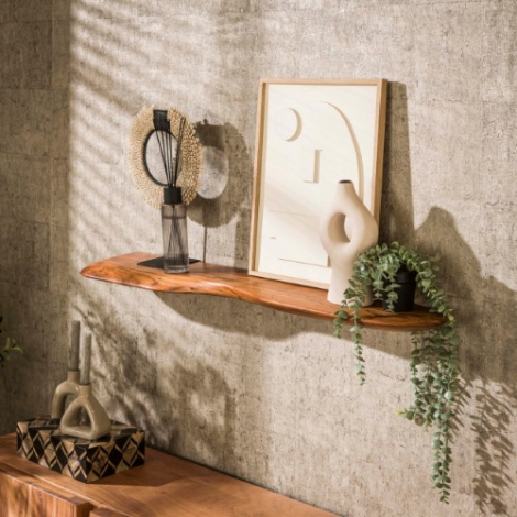 Organische wandplank 120 cm Mateo naturel - sfeerfoto