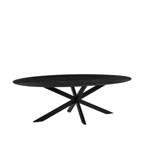 Ovale eettafel Jens mangohout 240 cm zwart met spinpoot
