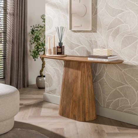Ovale haltafel mangohout Kira naturel 135 cm - sfeerfoto
