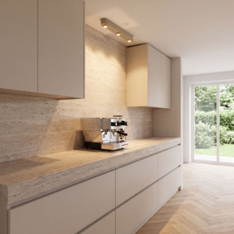 Plafondlamp met 3 spots Cleo beige 75 cm - sfeerfoto