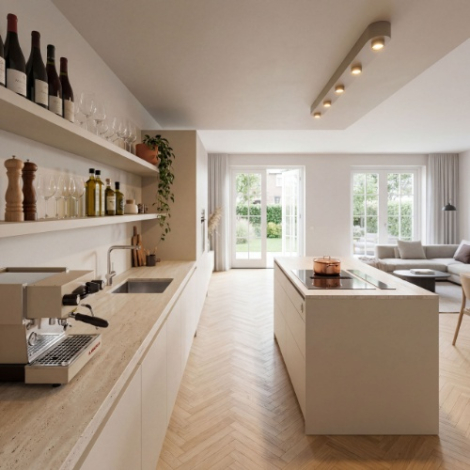 Plafondlamp met 5 spots Cleo beige 135 cm - sfeerfoto
