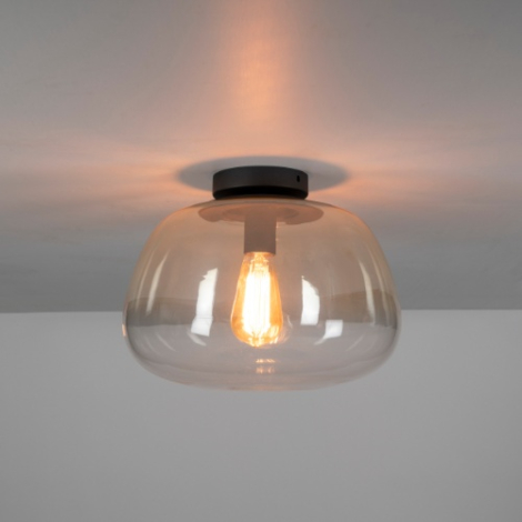 Plafondlamp van amber glas Ivo 36 cm - sfeerfoto