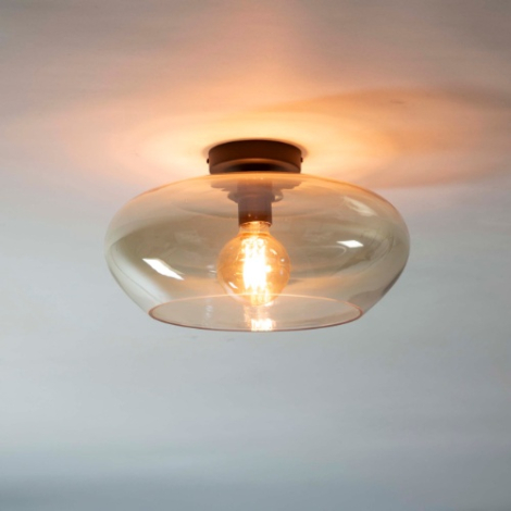 Plafondlamp van amber glas Kara 40 cm - sfeerfoto