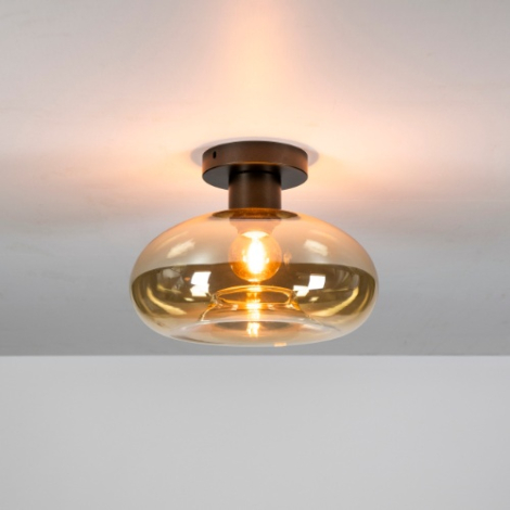 Plafondlamp met glazen bol Rona amber 27 cm - sfeerfoto