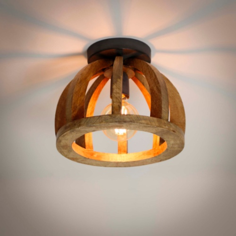 Plafondlamp van mangohout Livo naturel 30 cm - sfeerfoto