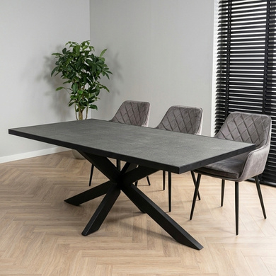 Rechthoekige eettafel met natuursteen blad
