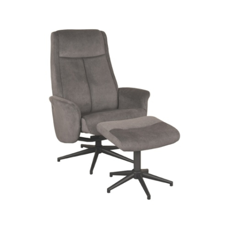 Relaxfauteuil met hocker Bibi antraciet, draaibaar