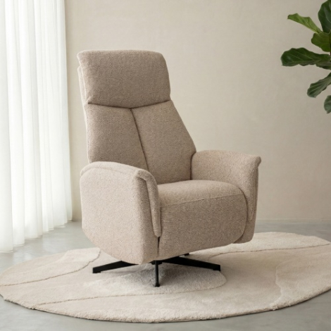 Verstelbare relaxfauteuil Hidde crème bouclé, draaibaar