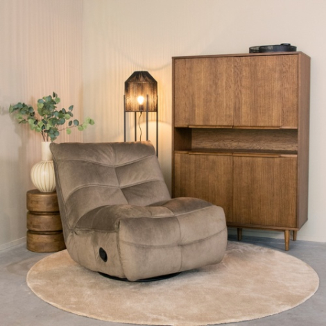 Verstelbare relaxfauteuil Tijn taupe met voetensteun