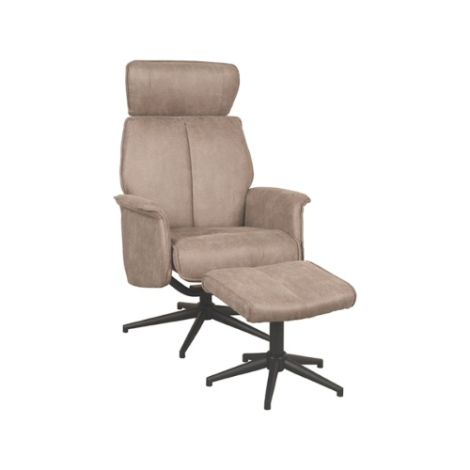 Verstelbare relaxfauteuil met hocker Veerle taupe micro-suède