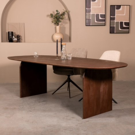 Organische eettafel Chris mangohout 250 cm donkerbruin