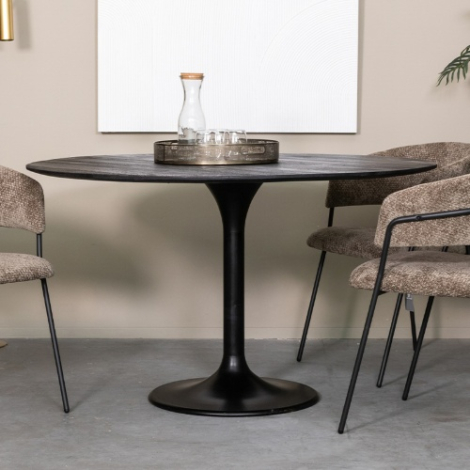 Ronde eettafel Eelco mangohout 130 cm zwart