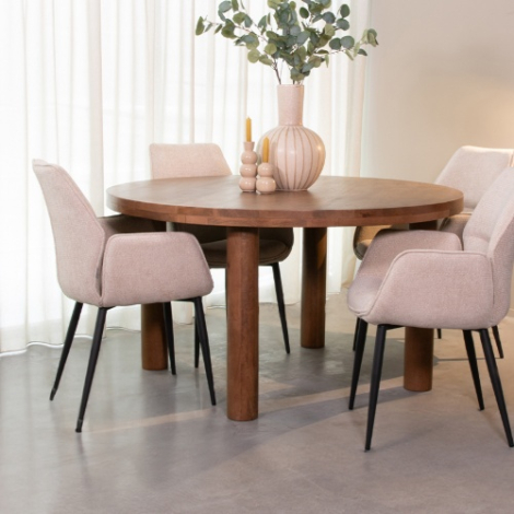 Ronde eettafel Esmee mangohout 140 cm naturel