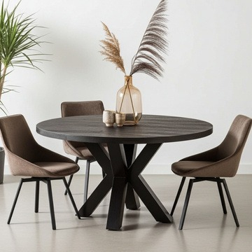 Ronde eettafel zwart 140 cm.