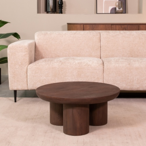 Ronde salontafel Doortje mangohout 90 cm donkerbruin