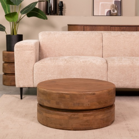 Ronde salontafel Mees mangohout 70 cm naturel