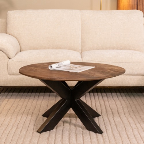 Ronde salontafel Ole mangohout 80 cm donkerbruin
