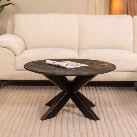 Ronde salontafel Ole mangohout 80 cm zwart
