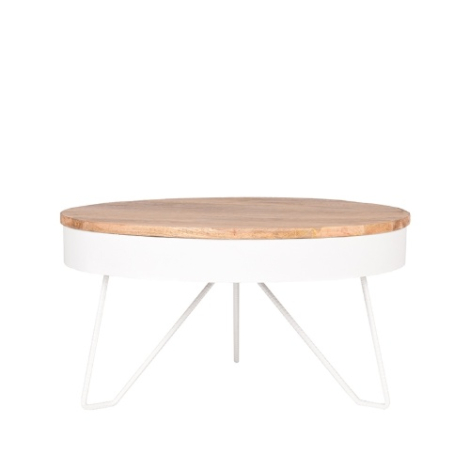 Ronde salontafel Sophie hout en metaal 80 cm wit
