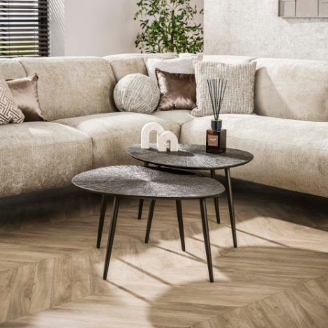 Salontafel brons in bladvorm Silas set van 2 - sfeerfoto