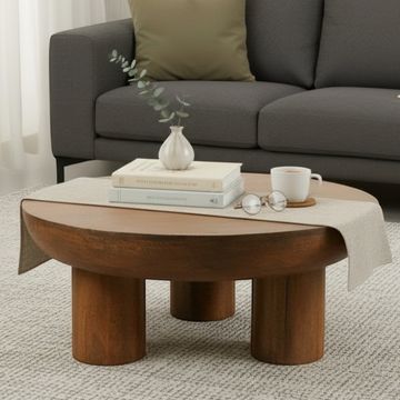 Ronde salontafel bruin 90 cm