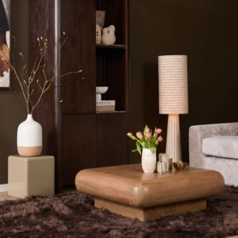 Salontafel Fedde mangohout 80 cm sfeerbeeld in de woonkamer