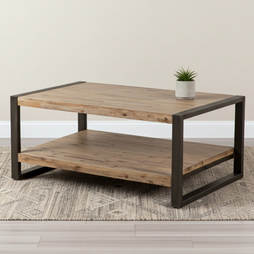 Salontafel industrieel acaciahout met staal.