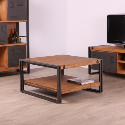 Salontafel industrieel vierkant 80 cm.