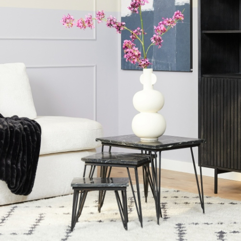 Set van 3 salontafels Jala met zwart marmeren blad