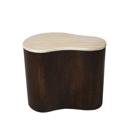 Salontafel Lovi bruin mangohout 50 cm met marmeren blad en organische vorm
