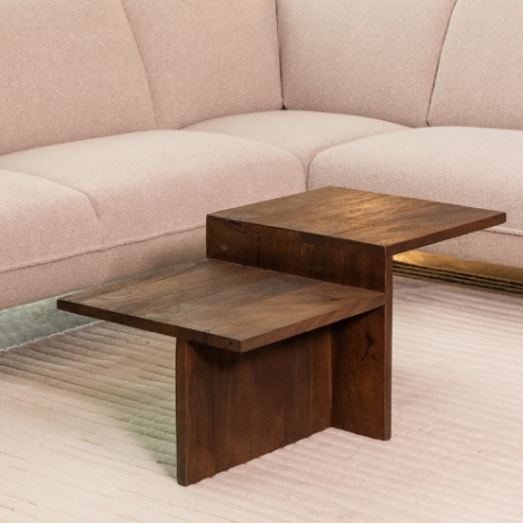 Rechthoekige salontafel Sterre mangohout 90 cm donkerbruin