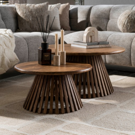 Salontafel mangohout Vala set van 2 conisch 80 cm - sfeerfoto